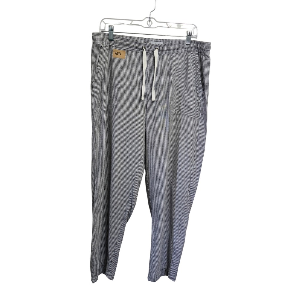 d-a-s-h Women Striped Linen‎ Blend Drawstring Elastic Waist Tapered Pants Size M
